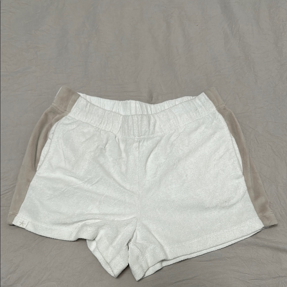 Barefoot Dreams White and Tan Athletic Shorts